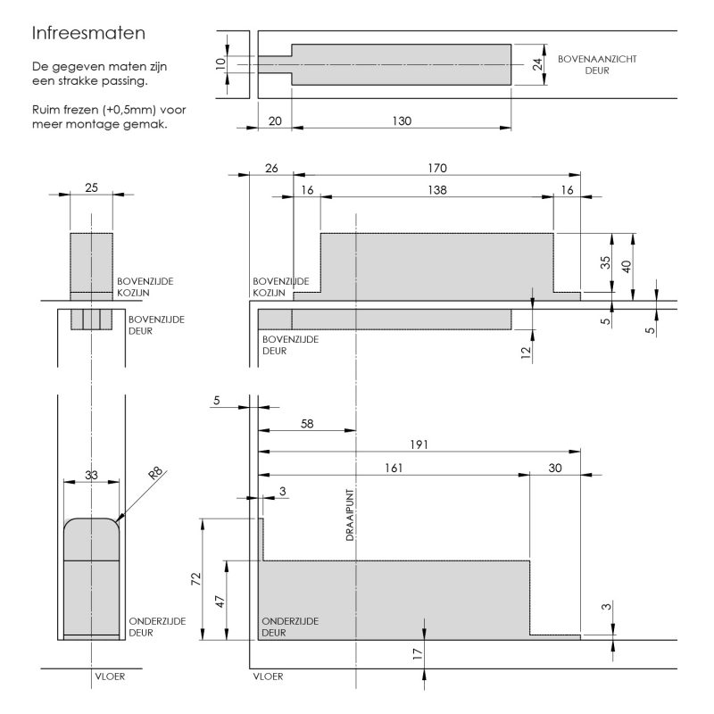 tek. Taatsdeurscharnier RVS geborsteld tot 75 kilo -Intersteel 0094.462701 -Deurbeslag-en-meer.nl