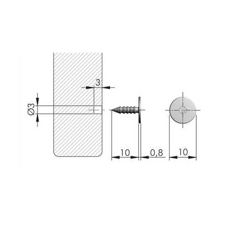 Contraplaat schroef tbv duwspringslot magneet