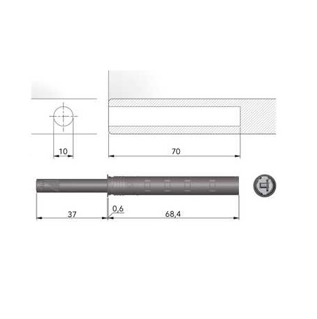 Push-to-open Duwspringslot Antraciet 37mm met buffer