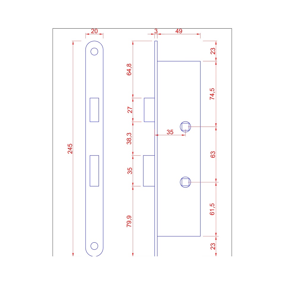 Smalmagneetslot WC zwart tbv opdekdeuren dm:35mm