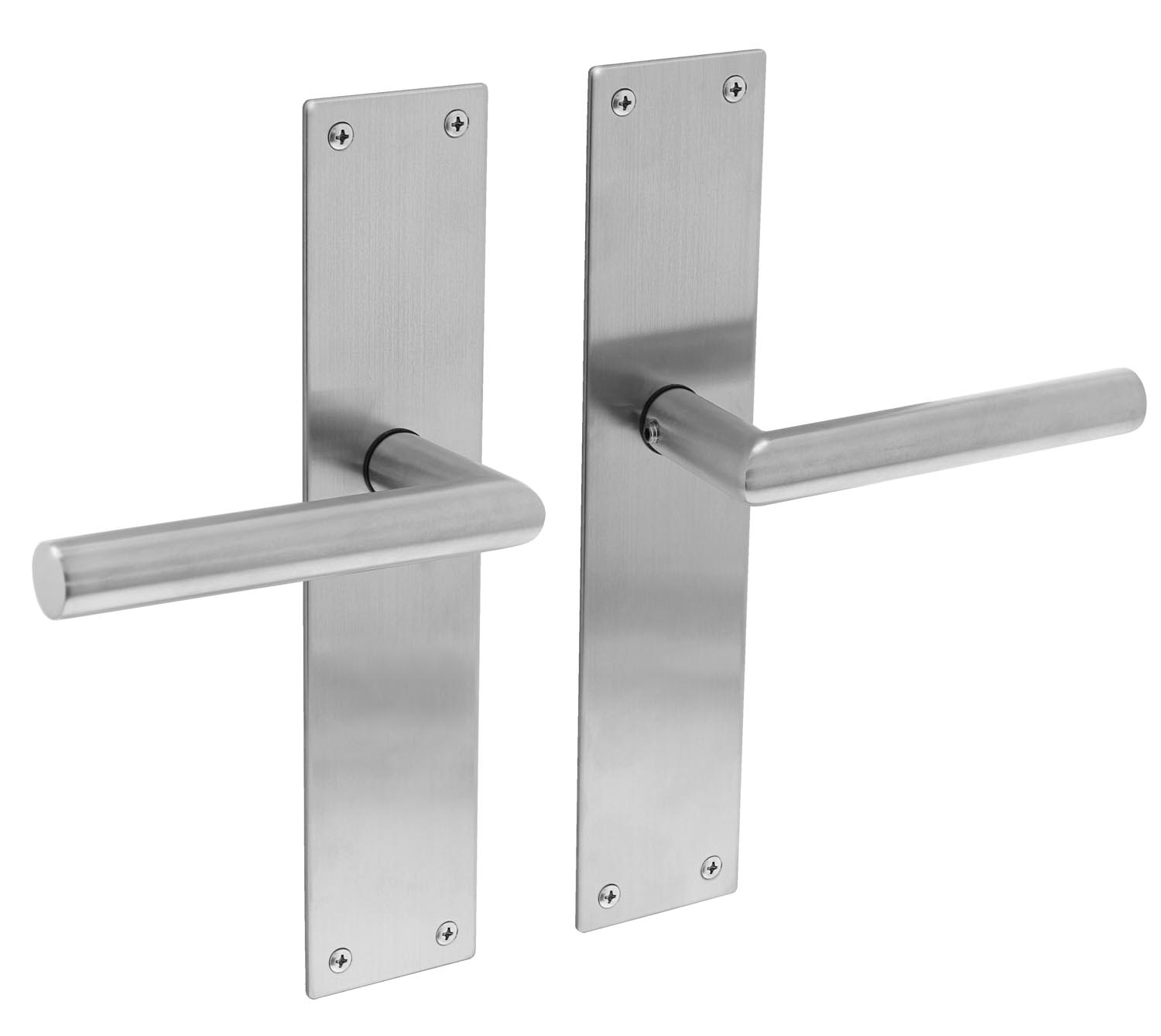 Deurkruk Jura met schild blind RVS geborsteld -Intersteel 0035.058311 -Deurbeslag-en-meer.nl