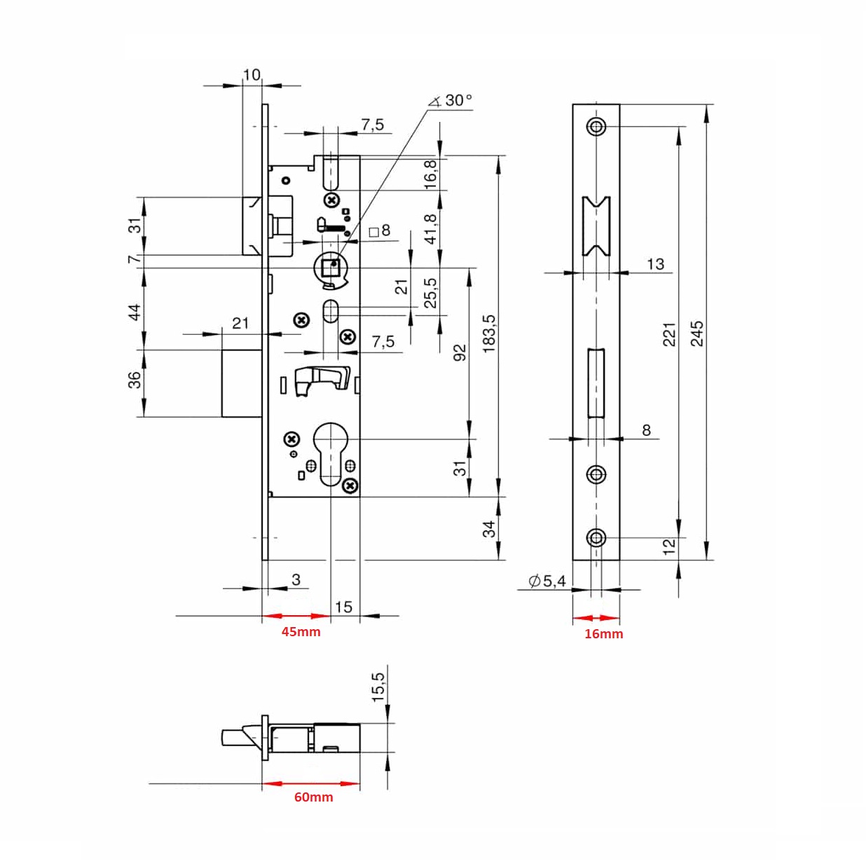 Wilka Smalslot 245x16mm Doornmaat 45mm - Deurbeslag-en-meer.nl