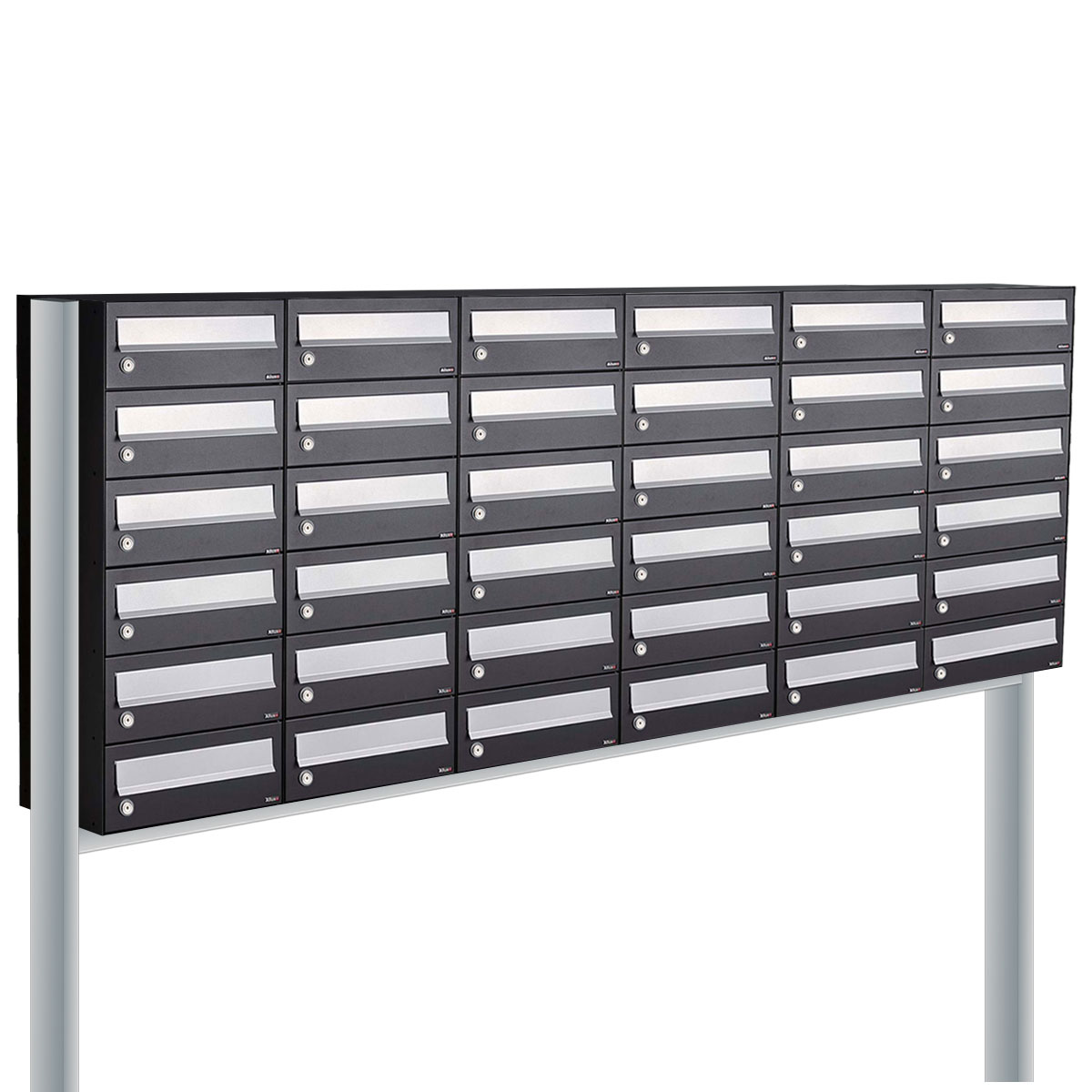 Postkastunit Hive set Zwart 6-breed x 6-hoog met statief - 400300070_6x6s - Deurbeslag-en-meer.nl