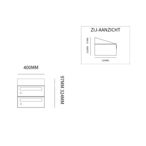 Postkastunit Hive set Antraciet 1-breed x 2-hoog met dak - 40030065_1x2d - Deurbeslag-en-meer.nl