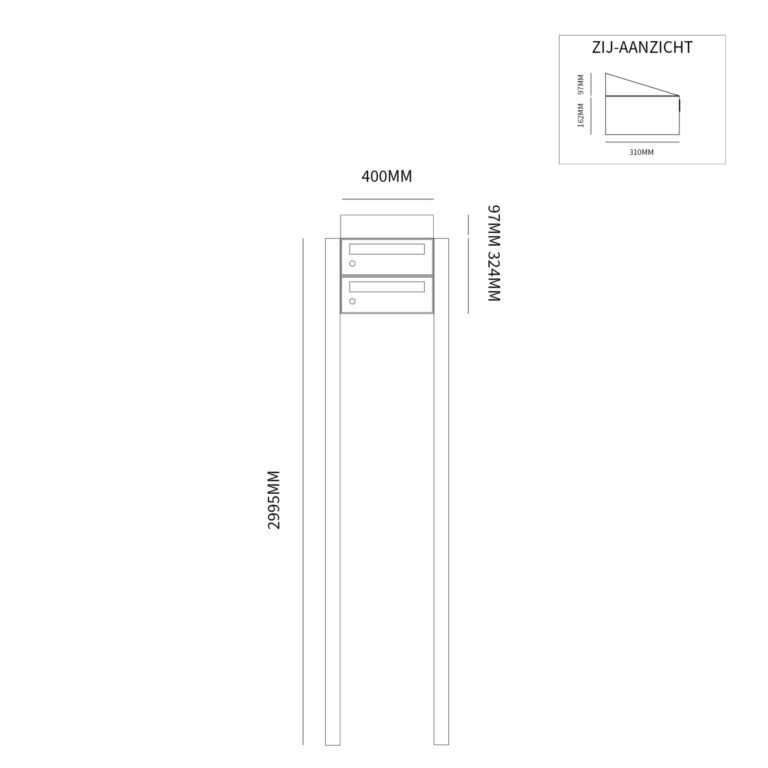 Postkastunit Hive set Antraciet 1-breed x 2-hoog met dak en statief - 40030065_1x2ds - Deurbeslag-en-meer.nl