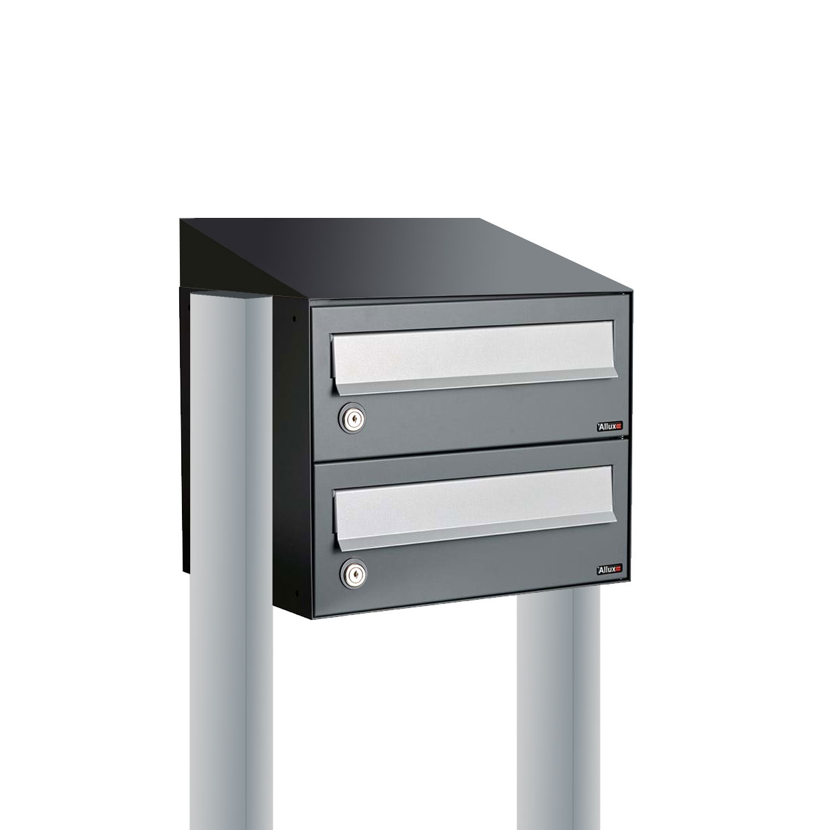 Postkastunit Hive set Antraciet 1-breed x 2-hoog met dak en statief - 40030065_1x2ds - Deurbeslag-en-meer.nl