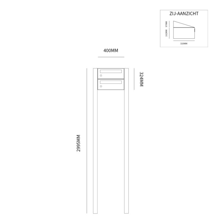 Postkastunit Hive set Antraciet 1-breed x 2-hoog met statief - 40030065_1x2s - Deurbeslag-en-meer.nl