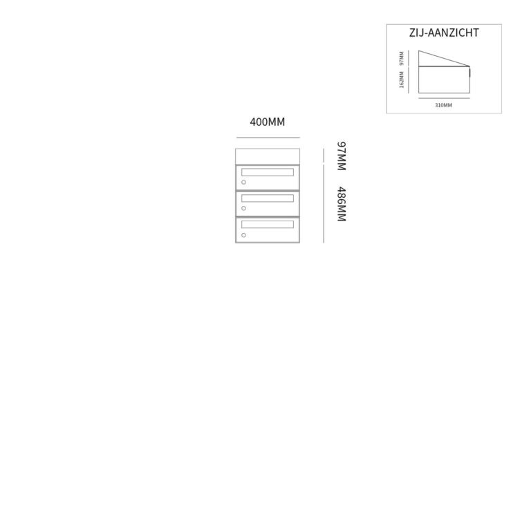 Postkastunit Hive set Antraciet 1-breed x 3-hoog met dak - 40030065_1x3d - Deurbeslag-en-meer.nl