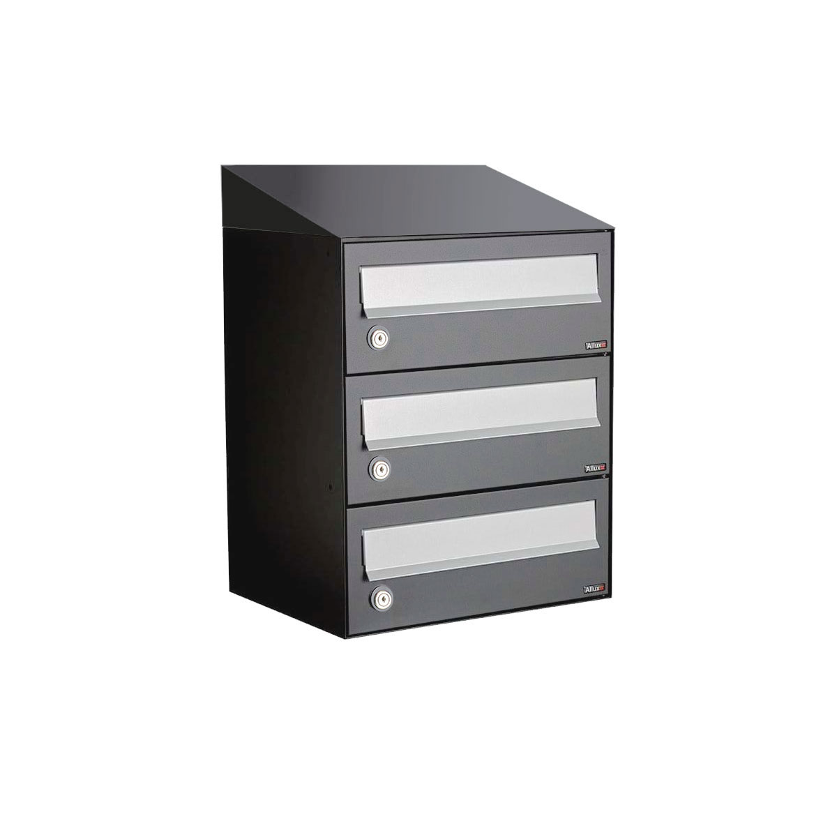 Postkastunit Hive set Antraciet 1-breed x 3-hoog met dak - 40030065_1x3d - Deurbeslag-en-meer.nl