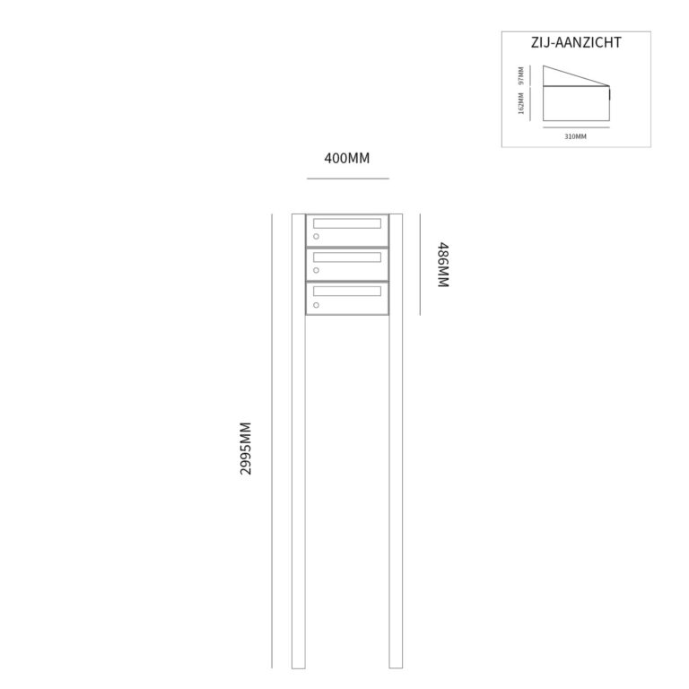 Postkastunit Hive set Antraciet 1-breed x 3-hoog met statief - 40030065_1x3s - Deurbeslag-en-meer.nl