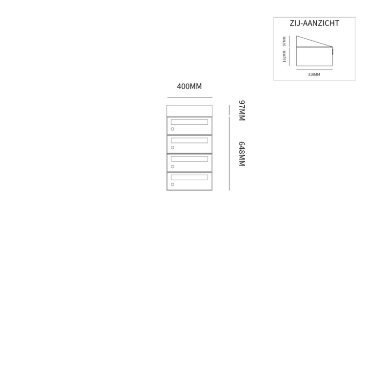 Postkastunit Hive set Antraciet 1-breed x 4-hoog met dak - 40030065_1x4d - Deurbeslag-en-meer.nl