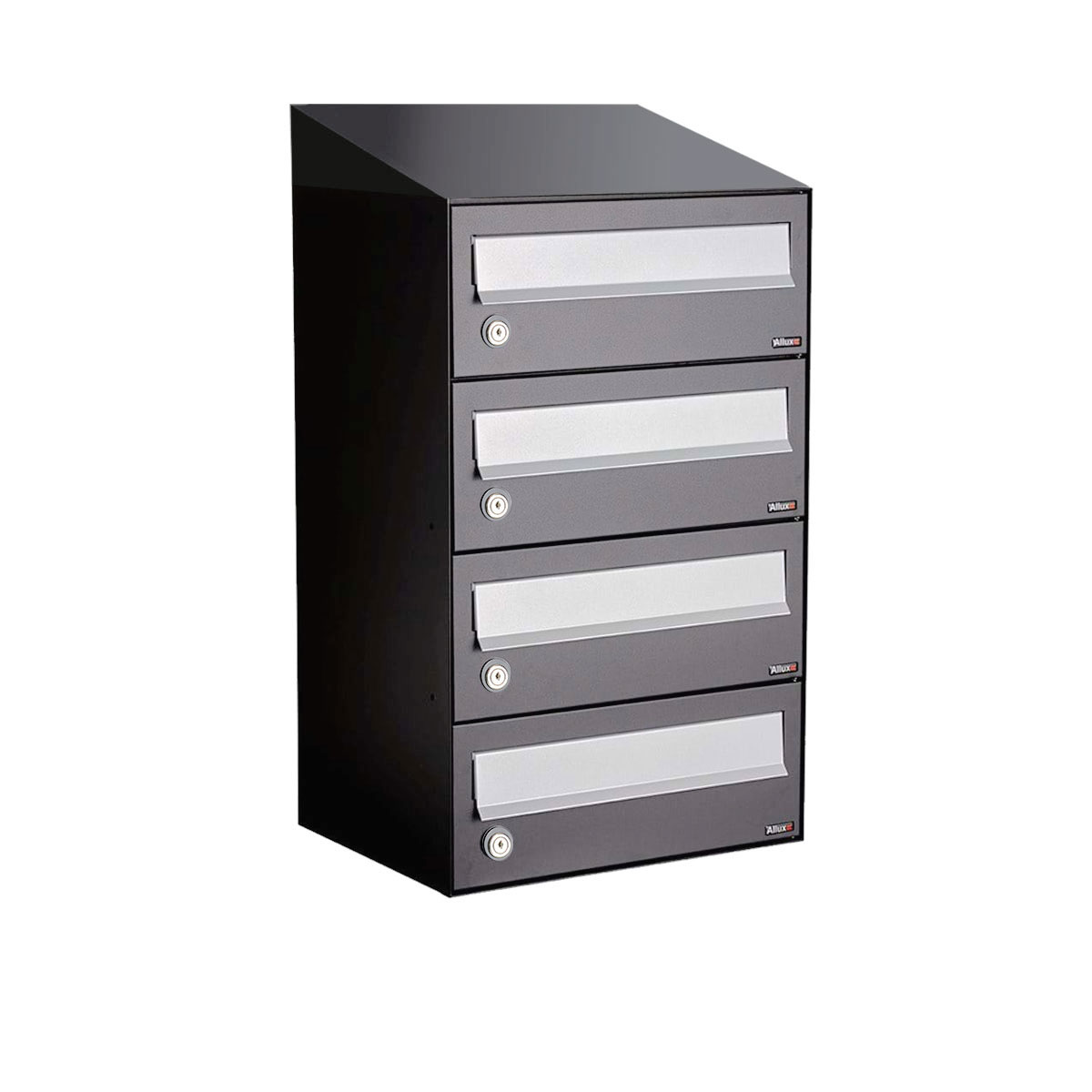 Postkastunit Hive set Antraciet 1-breed x 4-hoog met dak - 40030065_1x4d - Deurbeslag-en-meer.nl