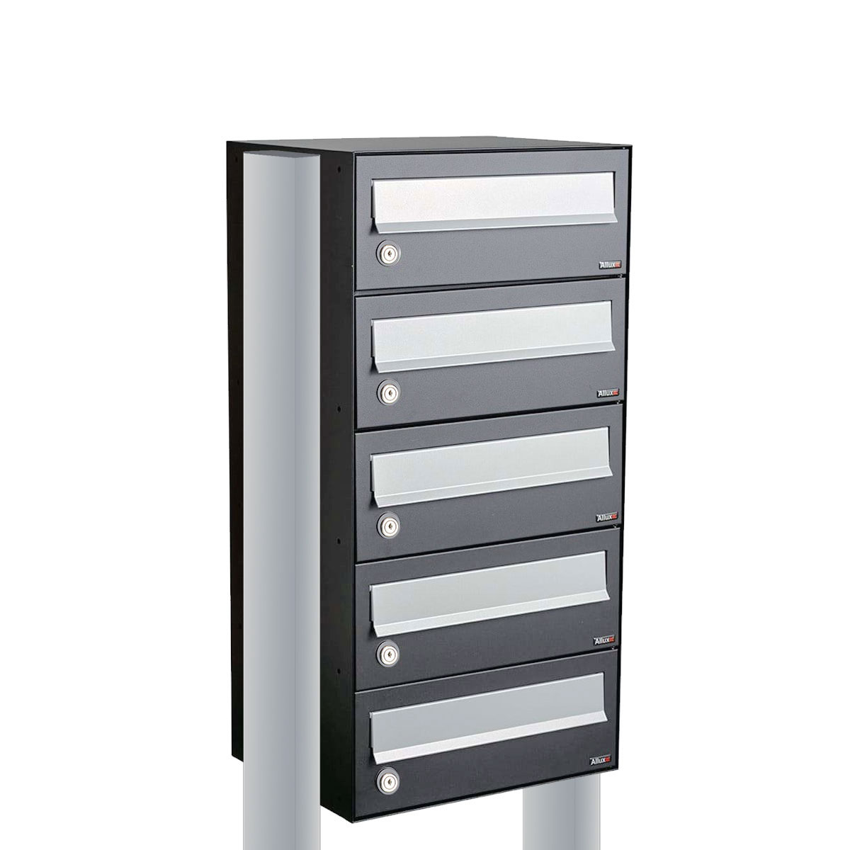 Postkastunit Hive set Antraciet 1-breed x 5-hoog met statief - 40030065_1x5s - Deurbeslag-en-meer.nl