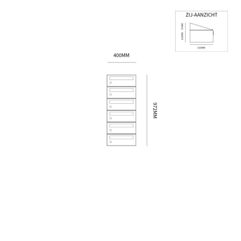 Postkastunit Hive set Antraciet 1-breed x 6-hoog - 40030065_1x6 - Deurbeslag-en-meer.nl