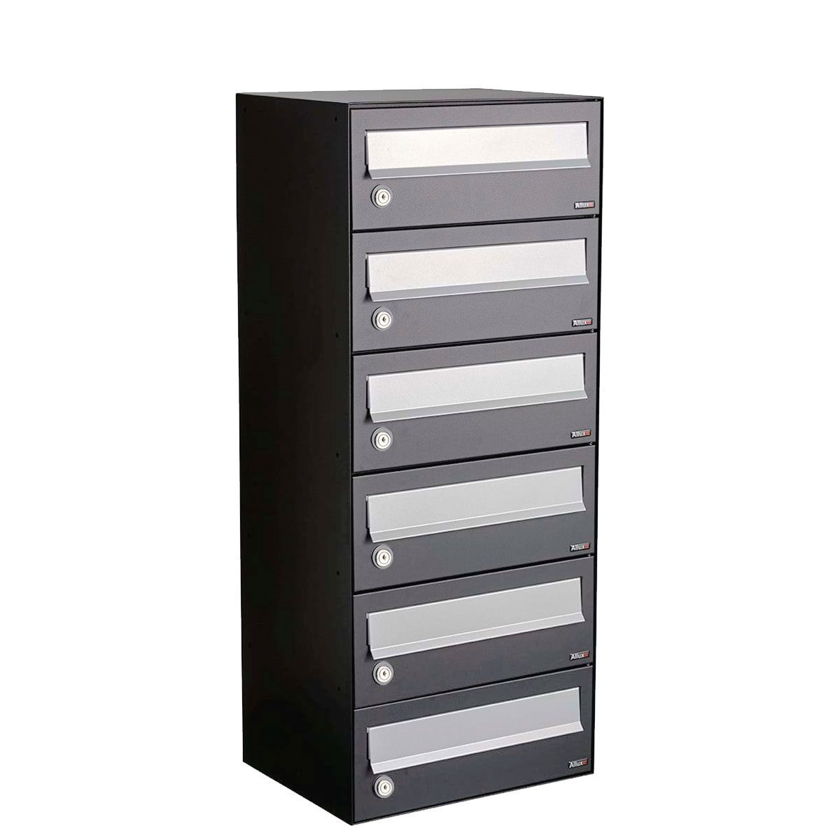 Postkastunit Hive set Antraciet 1-breed x 6-hoog - 40030065_1x6 - Deurbeslag-en-meer.nl