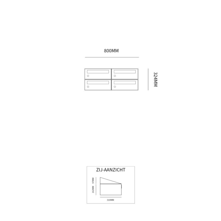 Postkastunit Hive set Antraciet 2-breed x 2-hoog - 40030065_2x2 - Deurbeslag-en-meer.nl