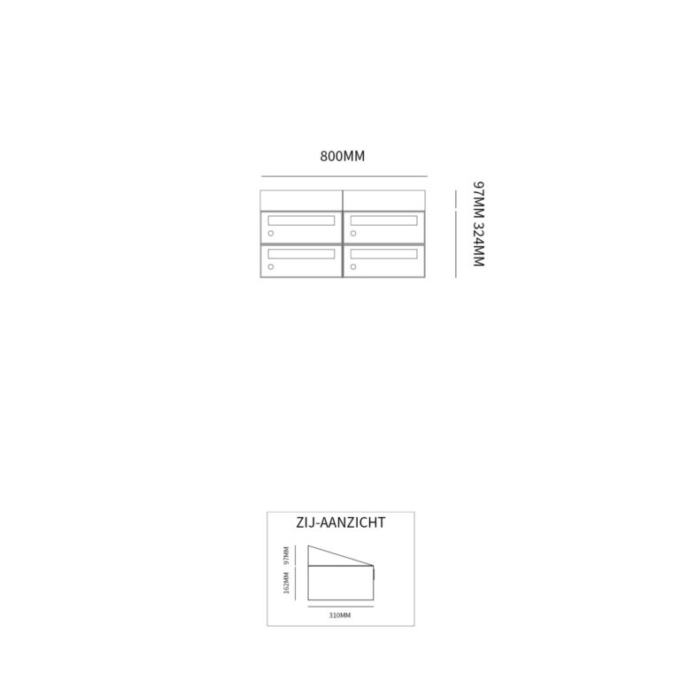 Postkastunit Hive set Antraciet 2-breed x 2-hoog met dak - 40030065_2x2d - Deurbeslag-en-meer.nl