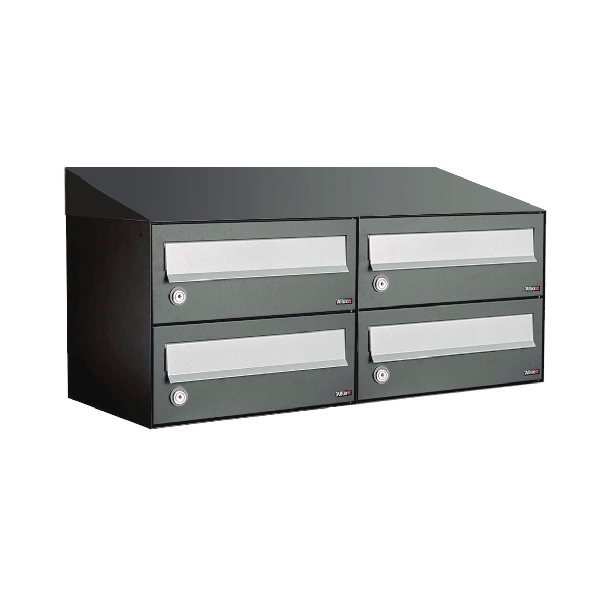 Postkastunit Hive set Antraciet 2-breed x 2-hoog met dak - 40030065_2x2d - Deurbeslag-en-meer.nl