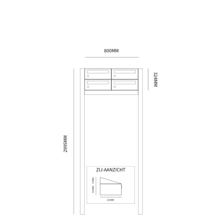 Postkastunit Hive set Antraciet 2-breed x 2-hoog met statief - 40030065_2x2s - Deurbeslag-en-meer.nl