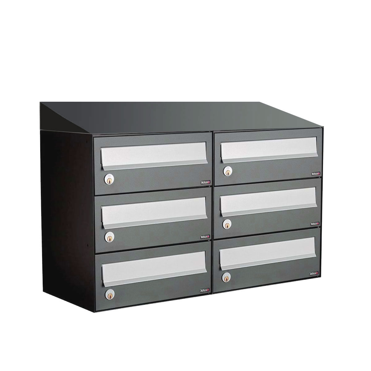 Postkastunit Hive set Antraciet 2-breed x 3-hoog met dak - 40030065_2x3d - Deurbeslag-en-meer.nl