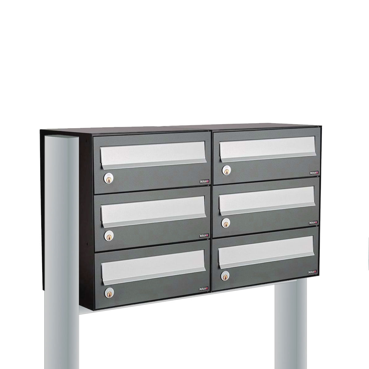 Postkastunit Hive set Antraciet 2-breed x 3-hoog met statief - 40030065_2x3s - Deurbeslag-en-meer.nl