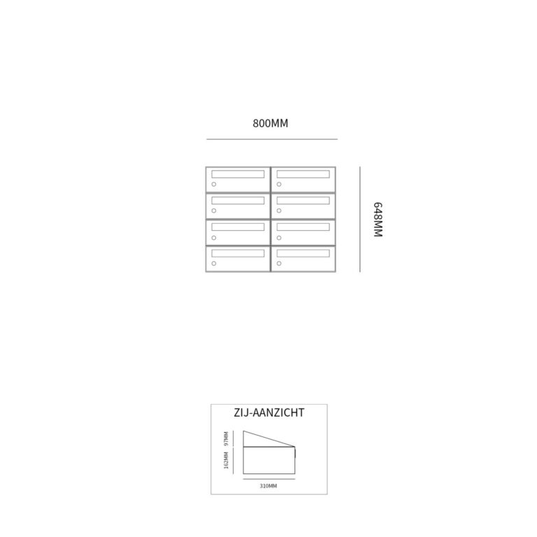 Postkastunit Hive set Antraciet 2-breed x 4-hoog - 40030065_2x4 - Deurbeslag-en-meer.nl