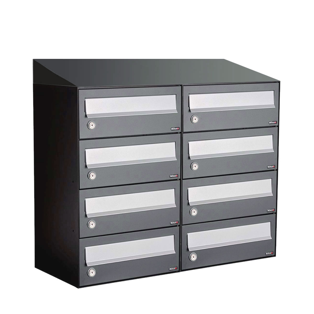 Postkastunit Hive set Antraciet 2-breed x 4-hoog met dak - 40030065_2x4d - Deurbeslag-en-meer.nl