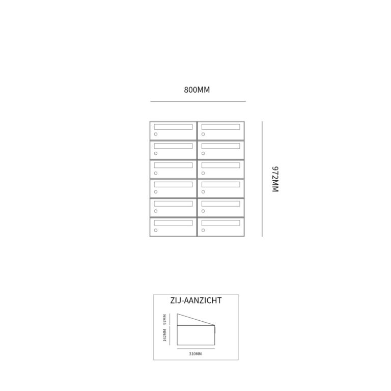 Postkastunit Hive set Antraciet 2-breed x 6-hoog - 40030065_2x6 - Deurbeslag-en-meer.nl