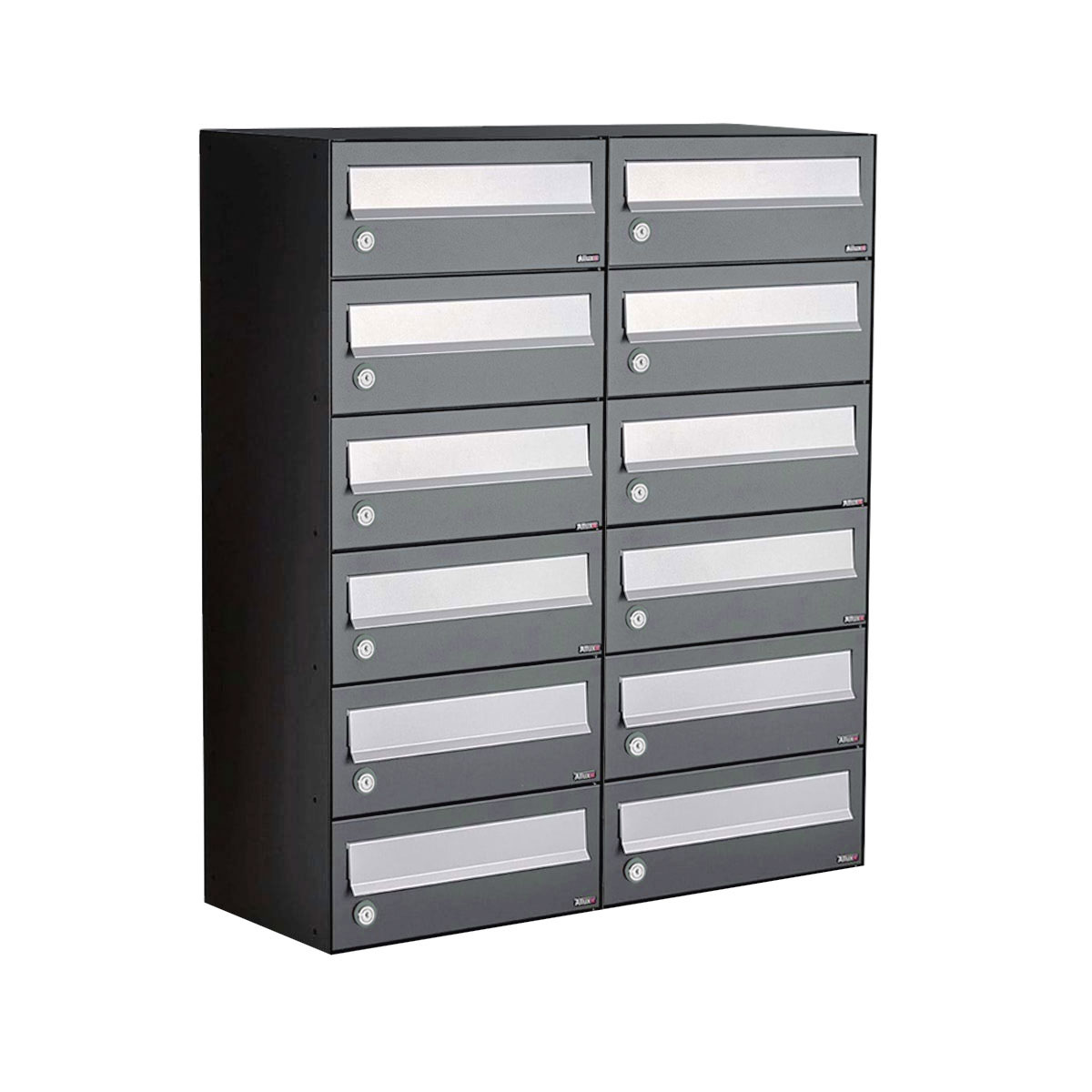 Postkastunit Hive set Antraciet 2-breed x 6-hoog - 40030065_2x6 - Deurbeslag-en-meer.nl