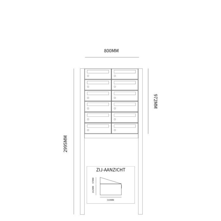 Postkastunit Hive set Antraciet 2-breed x 6-hoog met statief - 40030065_2x6s - Deurbeslag-en-meer.nl