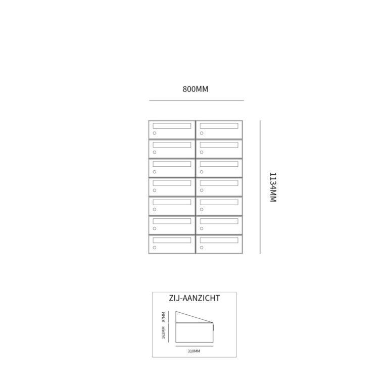 Postkastunit Hive set Antraciet 2-breed x 7-hoog - 40030065_2x7 - Deurbeslag-en-meer.nl