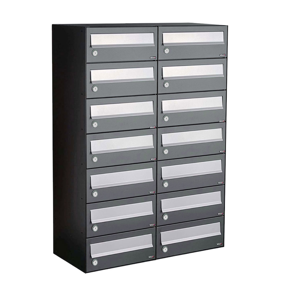 Postkastunit Hive set Antraciet 2-breed x 7-hoog - 40030065_2x7 - Deurbeslag-en-meer.nl