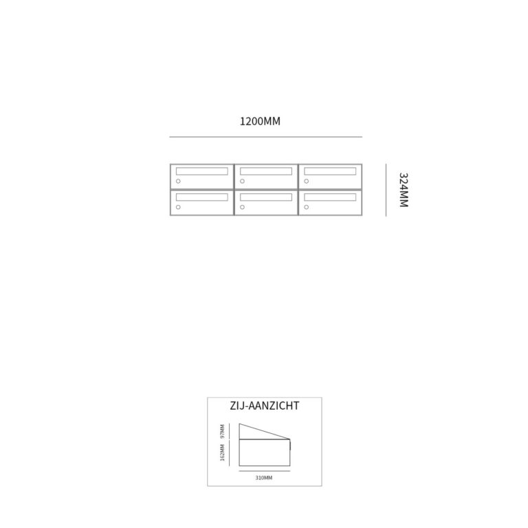 Postkastunit Hive set Antraciet 3-breed x 2-hoog - 40030065_3x2 - Deurbeslag-en-meer.nl