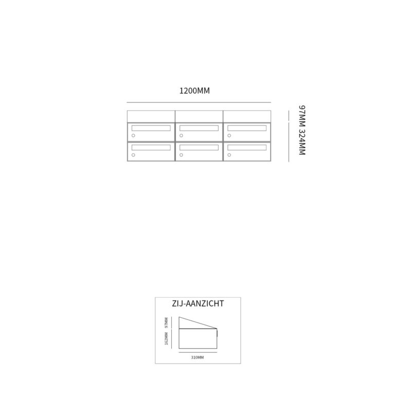 Postkastunit Hive set Antraciet 3-breed x 2-hoog met dak - 40030065_3x2d - Deurbeslag-en-meer.nl