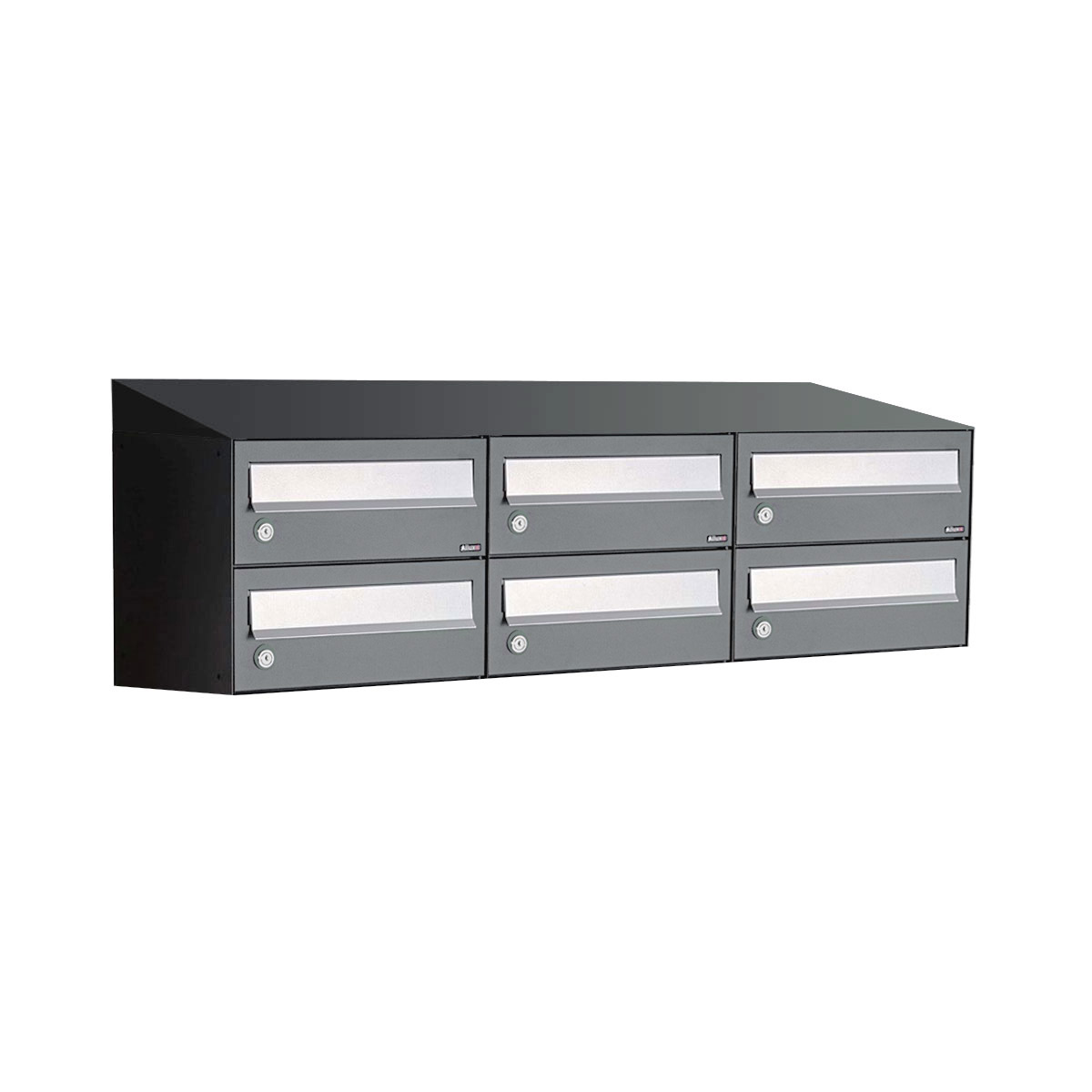 Postkastunit Hive set Antraciet 3-breed x 2-hoog met dak - 40030065_3x2d - Deurbeslag-en-meer.nl