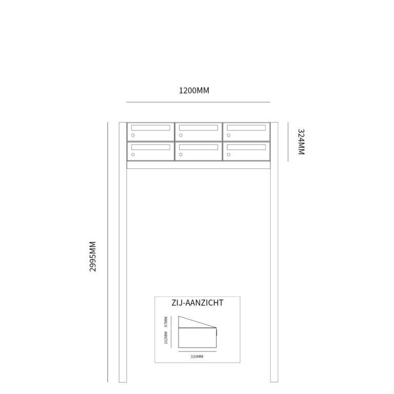 Postkastunit Hive set Antraciet 3-breed x 2-hoog met statief - 40030065_3x2s - Deurbeslag-en-meer.nl