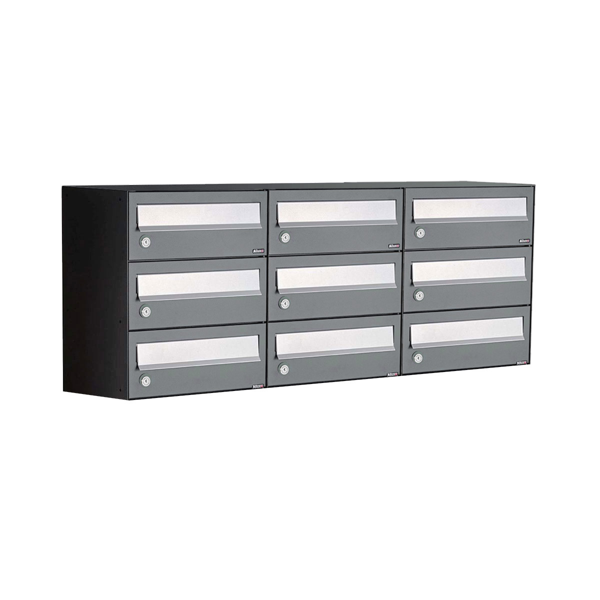 Postkastunit Hive set Antraciet 3-breed x 3-hoog - 40030065_3x3 - Deurbeslag-en-meer.nl