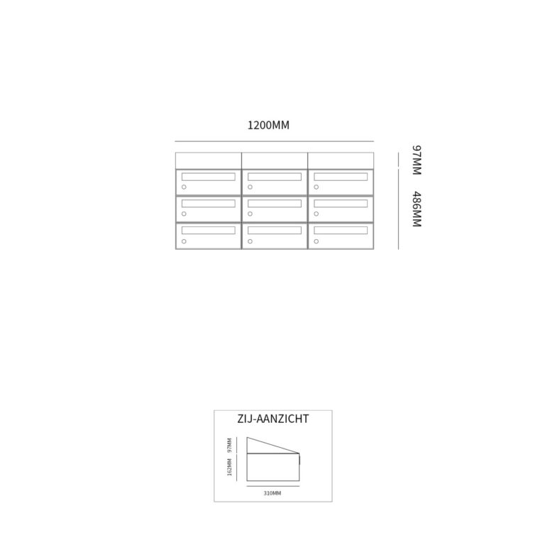 Postkastunit Hive set Antraciet 3-breed x 3-hoog met dak - 40030065_3x3d - Deurbeslag-en-meer.nl