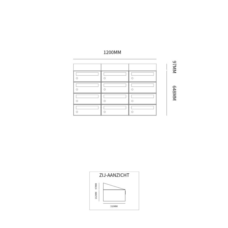 Postkastunit Hive set Antraciet 3-breed x 4-hoog met dak - 40030065_3x4d - Deurbeslag-en-meer.nl