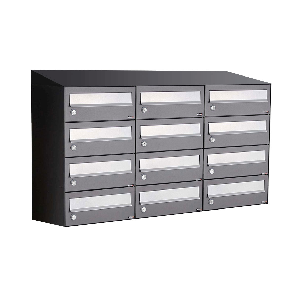 Postkastunit Hive set Antraciet 3-breed x 4-hoog met dak - 40030065_3x4d - Deurbeslag-en-meer.nl