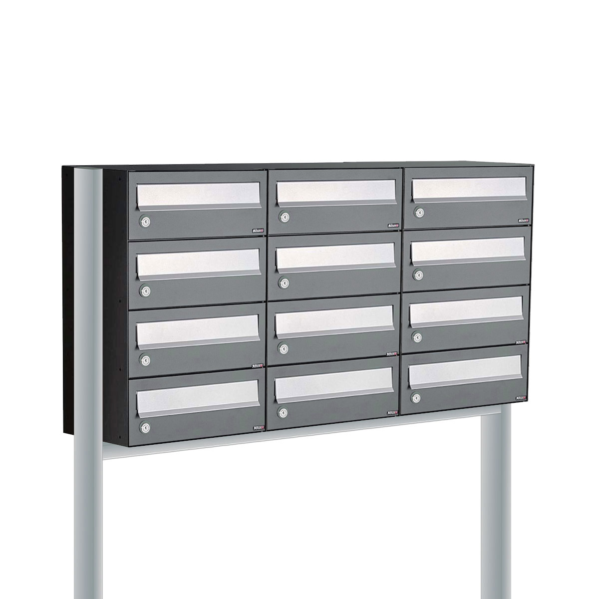 Postkastunit Hive set Antraciet 3-breed x 4-hoog met statief - 40030065_3x4s - Deurbeslag-en-meer.nl