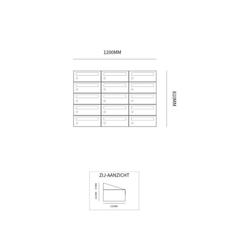 Postkastunit Hive set Antraciet 3-breed x 5-hoog - 40030065_3x5 - Deurbeslag-en-meer.nl