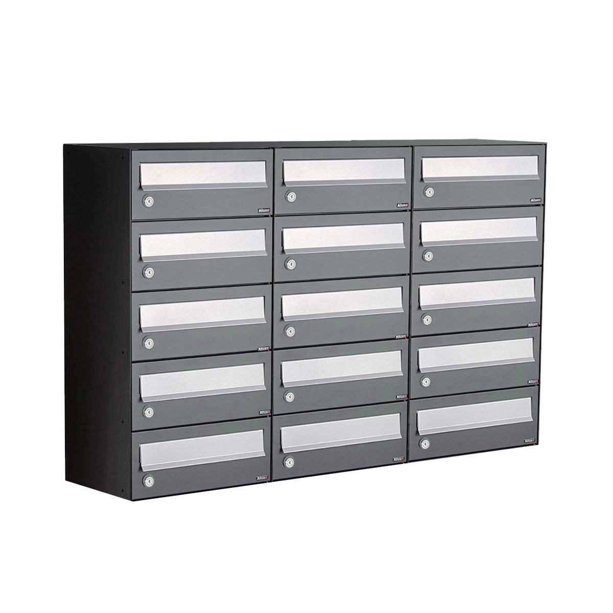 Postkastunit Hive set Antraciet 3-breed x 5-hoog - 40030065_3x5 - Deurbeslag-en-meer.nl