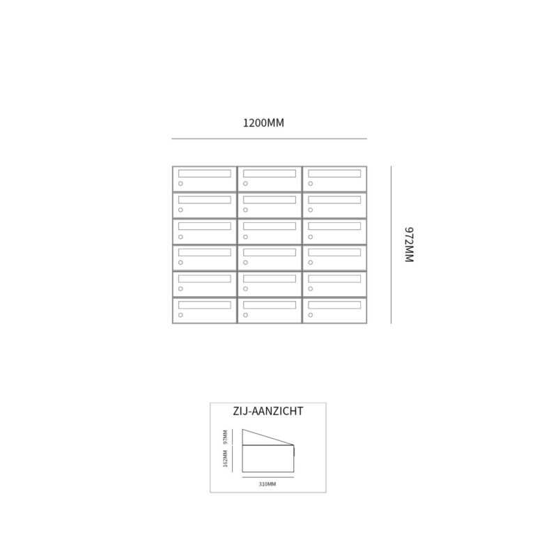 Postkastunit Hive set Antraciet 3-breed x 6-hoog - 40030065_3x6 - Deurbeslag-en-meer.nl