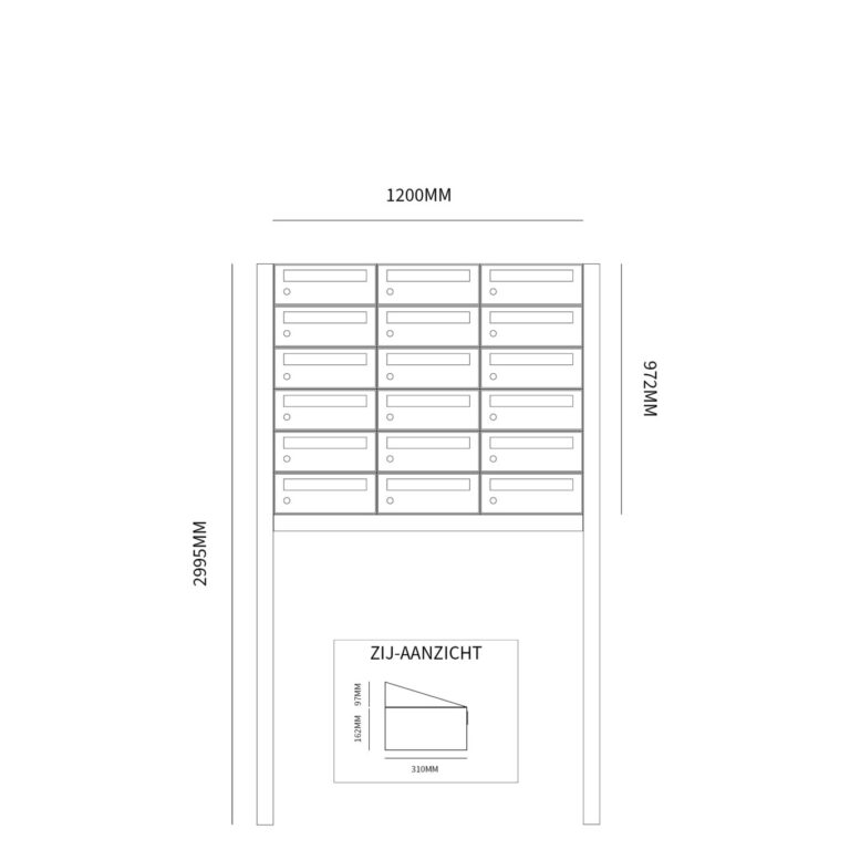 Postkastunit Hive set Antraciet 3-breed x 6-hoog met statief - 40030065_3x6s - Deurbeslag-en-meer.nl