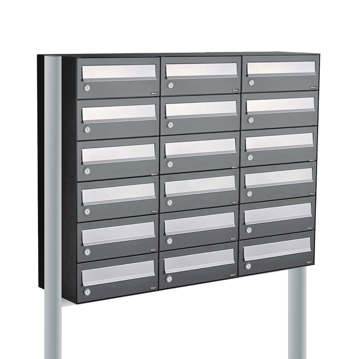 Postkastunit Hive set Antraciet 3-breed x 6-hoog met statief - 40030065_3x6s - Deurbeslag-en-meer.nl