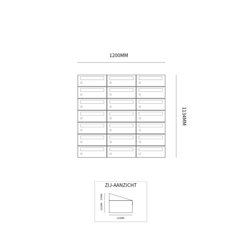 Postkastunit Hive set Antraciet 3-breed x 7-hoog - 40030065_3x7 - Deurbeslag-en-meer.nl