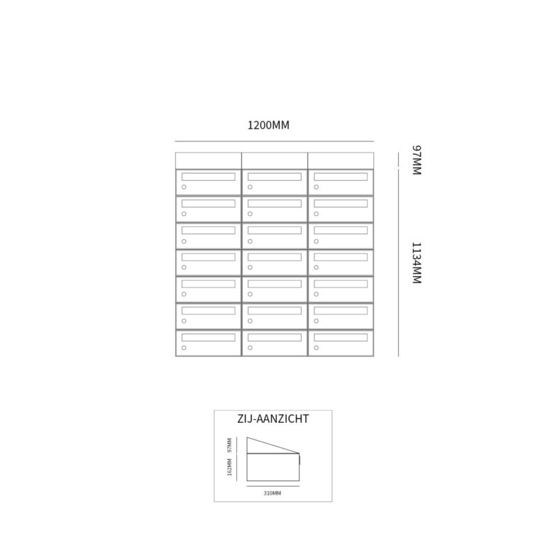 Postkastunit Hive set Antraciet 3-breed x 7-hoog met dak - 40030065_3x7d - Deurbeslag-en-meer.nl