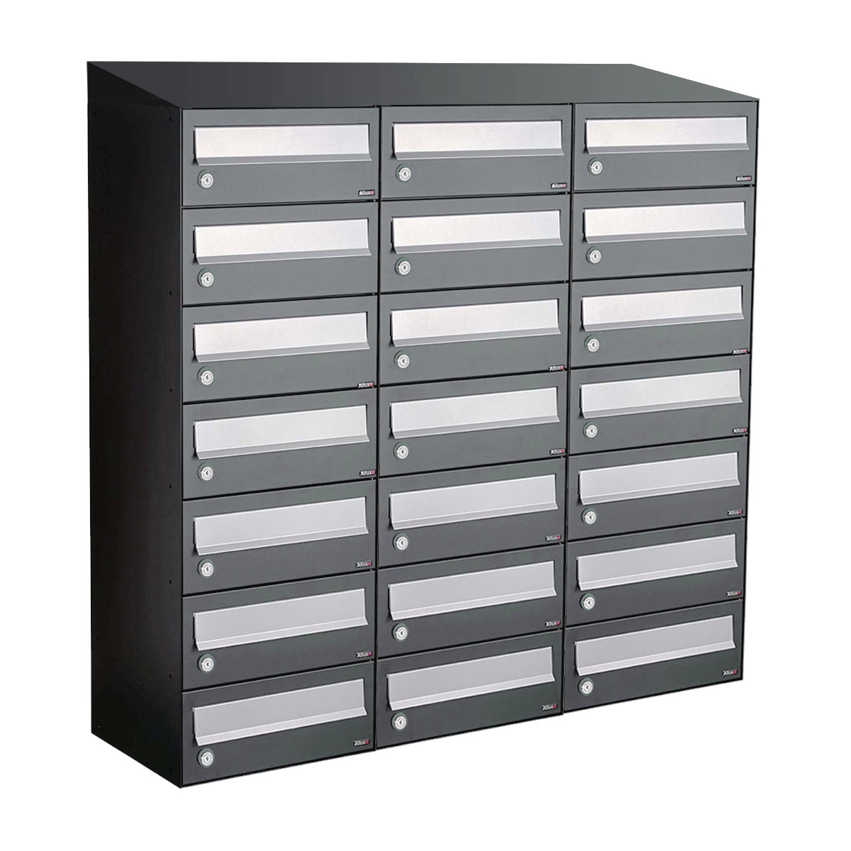 Postkastunit Hive set Antraciet 3-breed x 7-hoog met dak - 40030065_3x7d - Deurbeslag-en-meer.nl