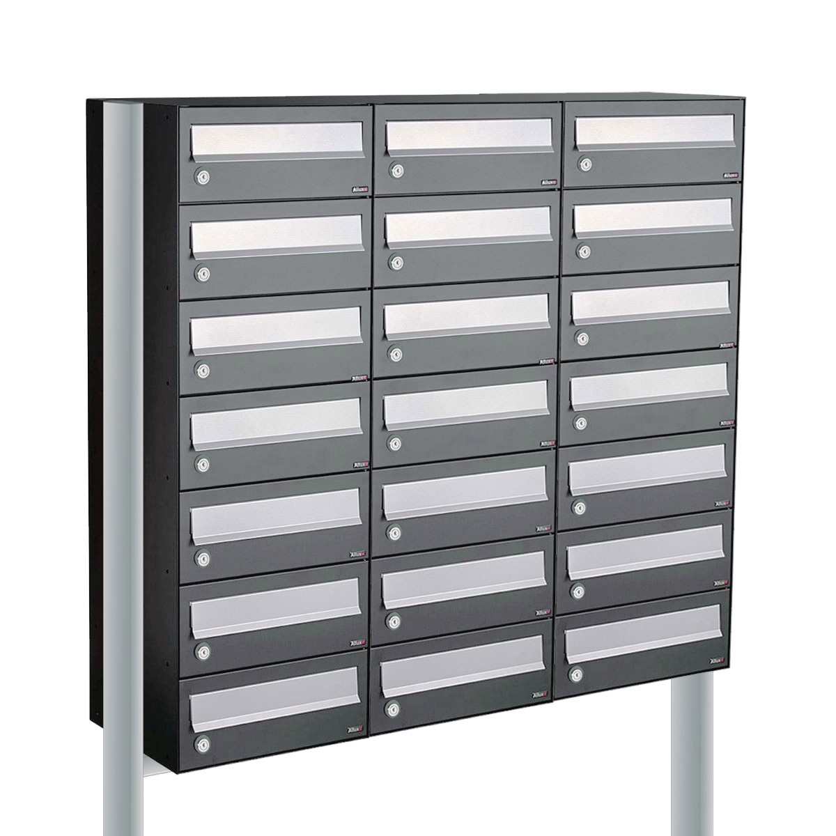 Postkastunit Hive set Antraciet 3-breed x 7-hoog met statief - 40030065_3x7s - Deurbeslag-en-meer.nl